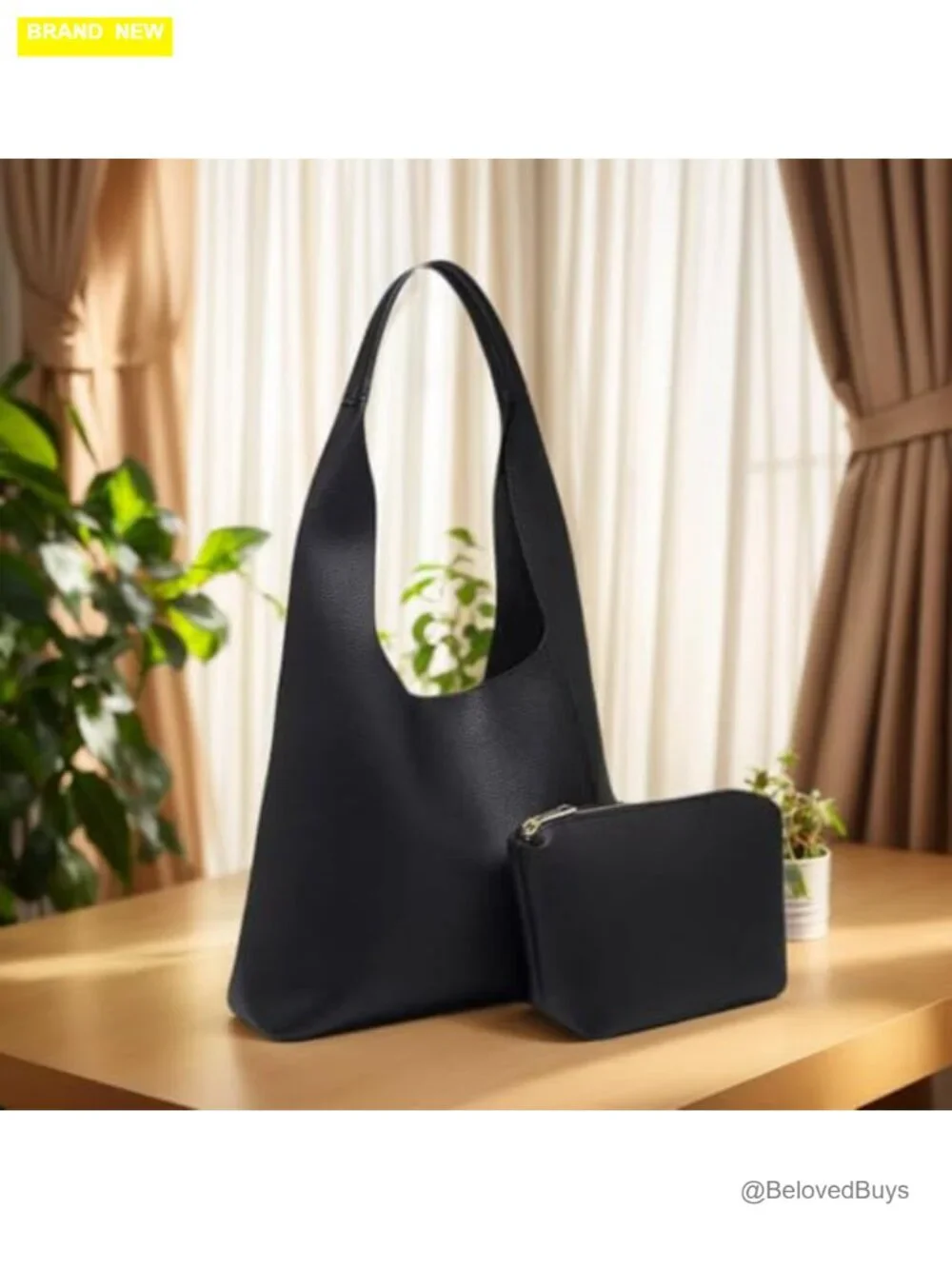 Vegan Leather Slouchy Hobo Bag Large Tote Shoulder Purse with Wallet
